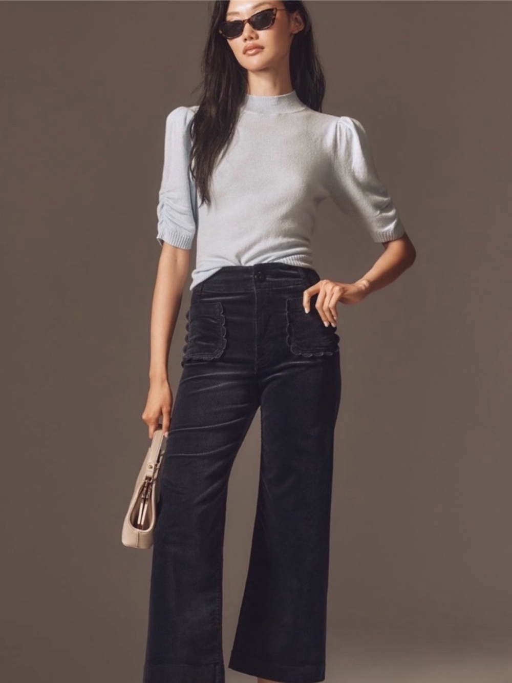 Anthropologie Powder Blue Puff-Sleeve Knit Top - Picture 3 of 6